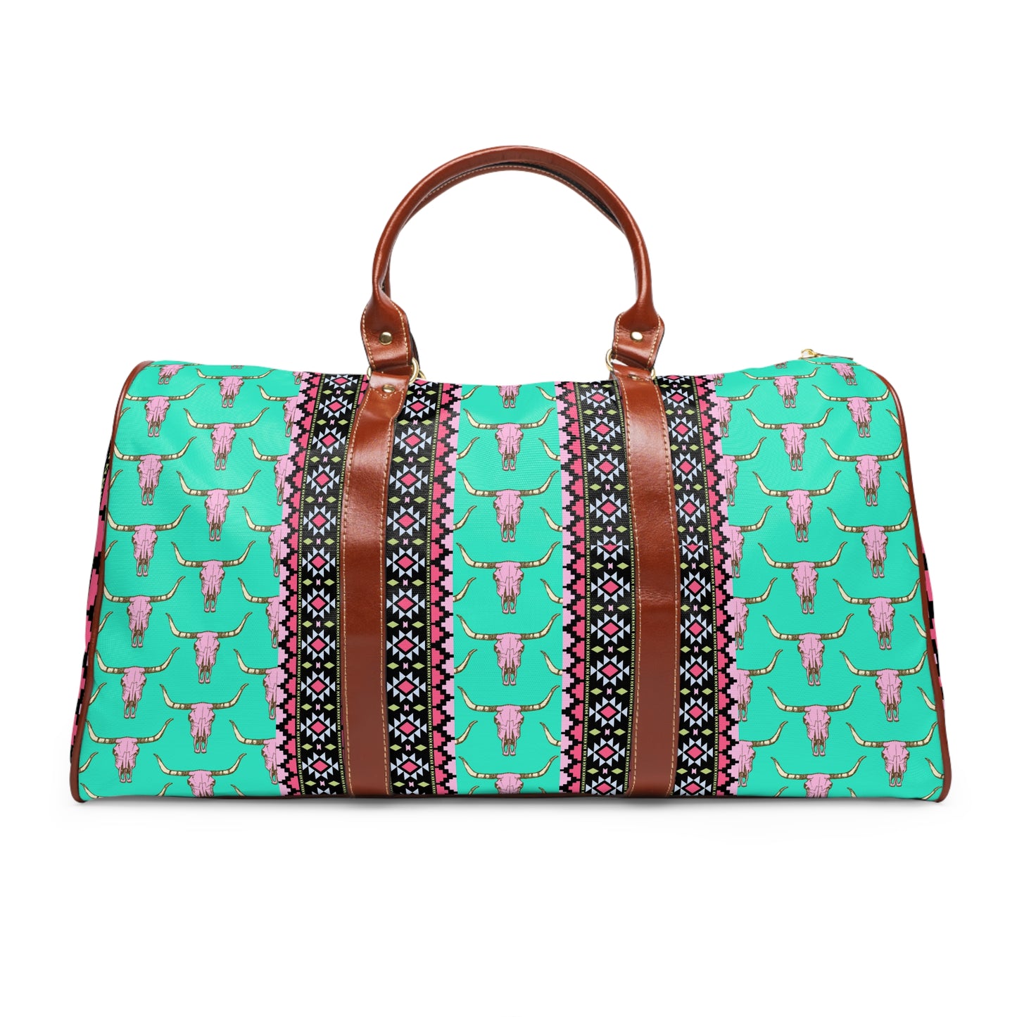 Retro Cowgirl Pink and Turquoise Travel Bag