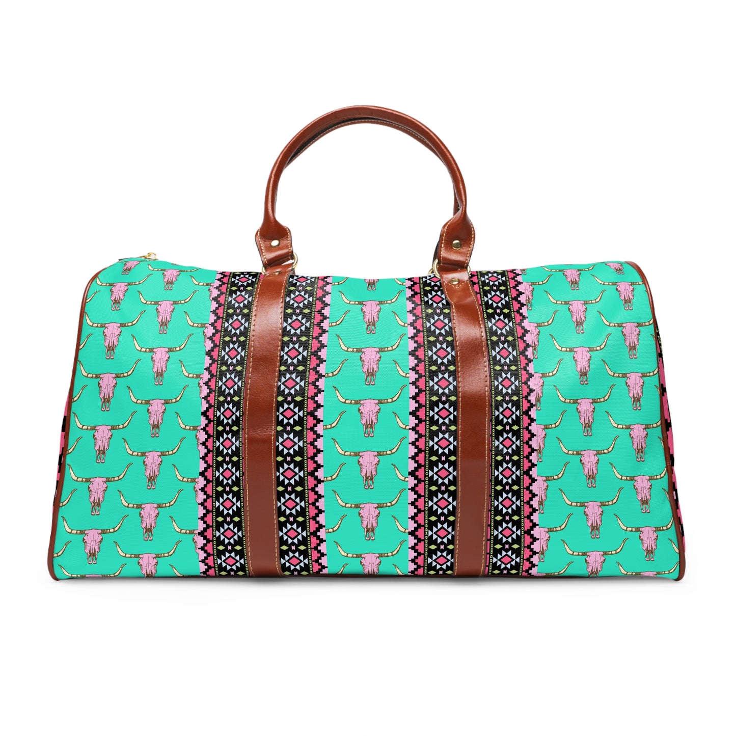 Retro Cowgirl Pink and Turquoise Travel Bag