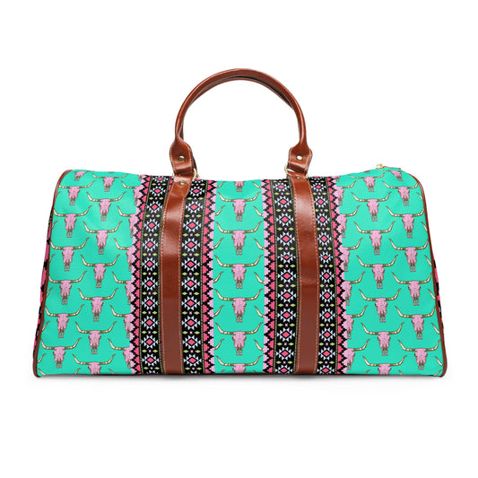 Retro Cowgirl Pink and Turquoise Travel Bag